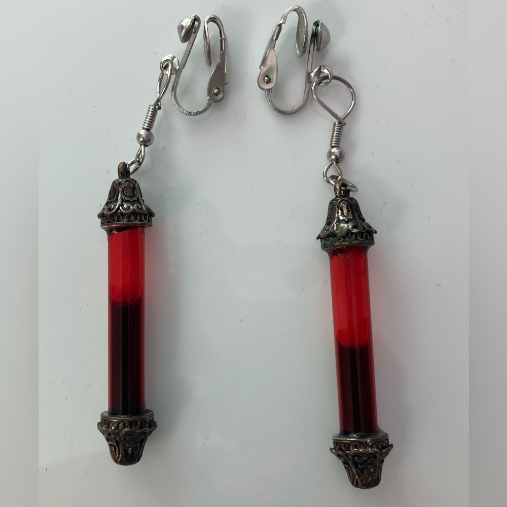 Vampire Blood Vial earrings gothic,tubes with red liquid Spirit Halloween